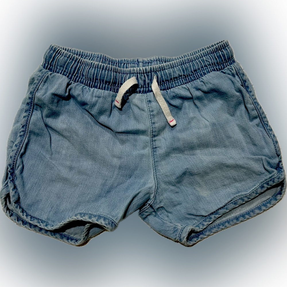 Cat & Jack Toddler Girl Chambray Drawstring Shorts  5T – Soft Lightweight Denim